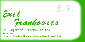 emil frankovits business card